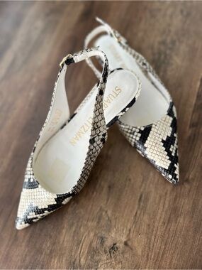 Stuart Weitzman Snakeskin Print Slingback Flats Pointed Toe | Women’s 5.5B